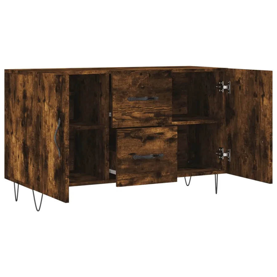 Buffet chêne fumé 100x36x60 cm bois d'ingénierie - 5
