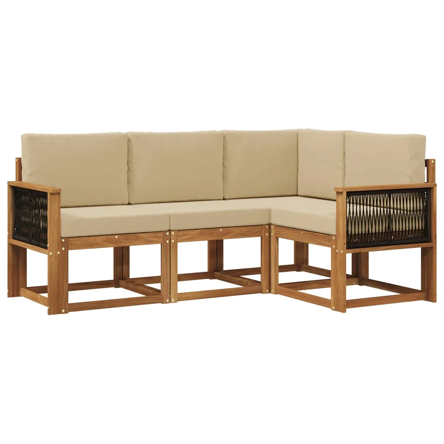 Ensemble de canapés d'extérieur 4 pcs Naturel et Beige - 2