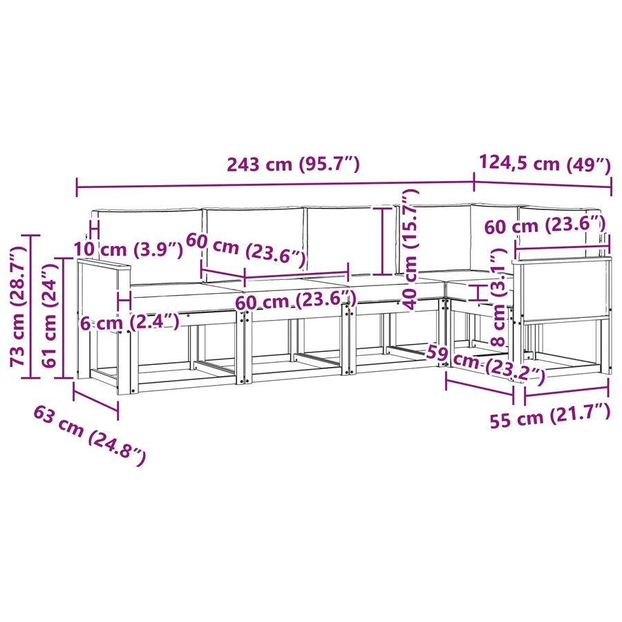 Ensemble de canapés d'extérieur 5 pcs Naturel et Crème - 8