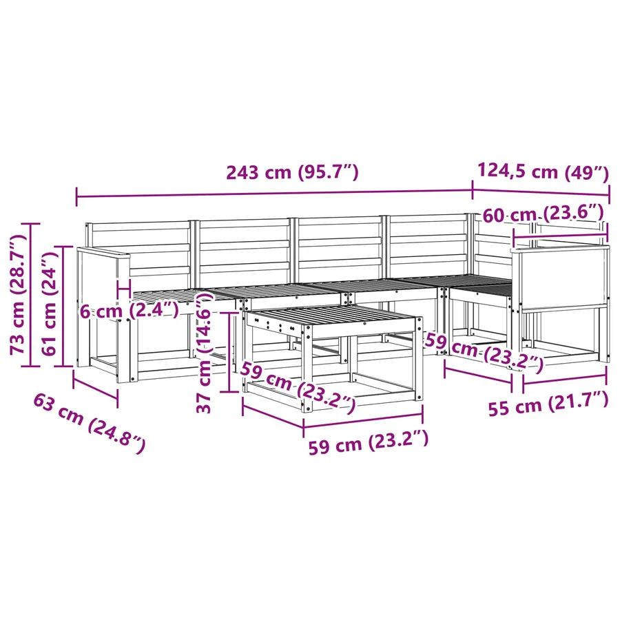 Ensemble de canapés d'extérieur 6 pcs Naturel - 9