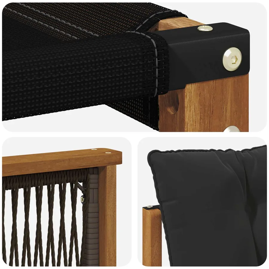Ensemble de canapés d'extérieur 9 pcs Naturel et noir - 7