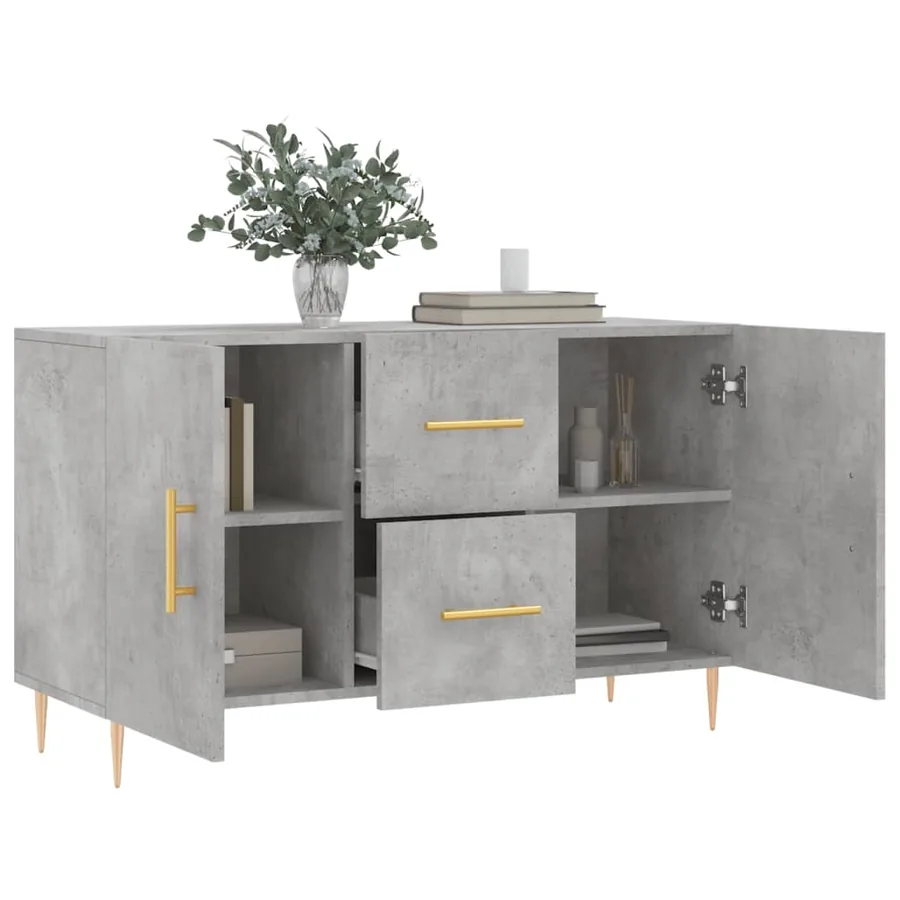 Buffet gris béton 100x36x60 cm bois d'ingénierie - 4