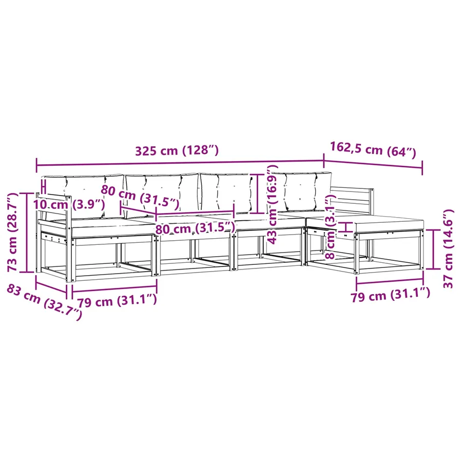Ensemble de canapés d'extérieur 4 pcs Blanc et gris clair - 6