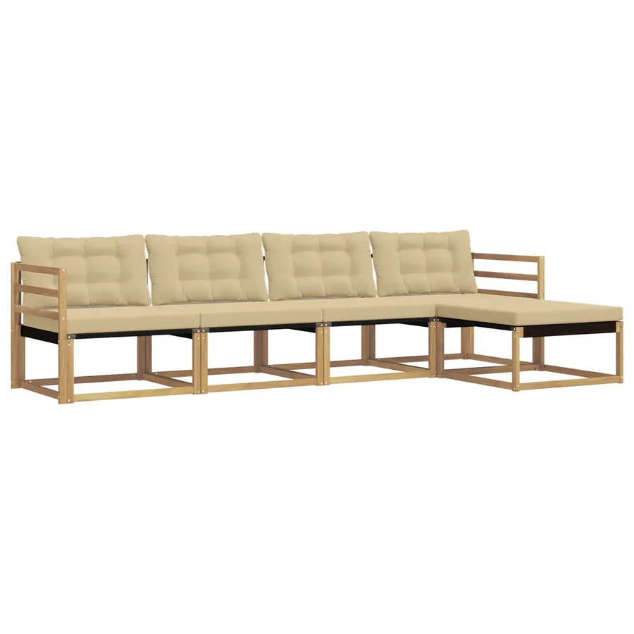 Ensemble de canapés d'extérieur 5 pcs Blanc et Beige - 2