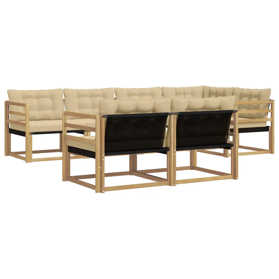 Ensemble de canapés d'extérieur 7 pcs Blanc et Beige - 2