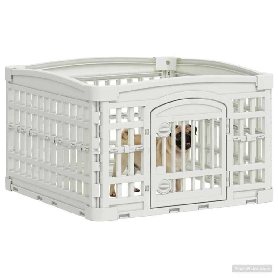 Parc pour chien à 4 panneaux 60 x 60 x 38 cm Plastique Blanc - 3