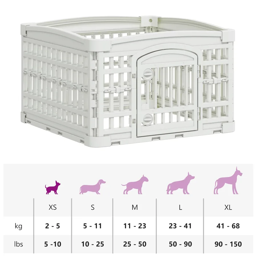 Parc pour chien à 4 panneaux 60 x 60 x 38 cm Plastique Blanc - 9