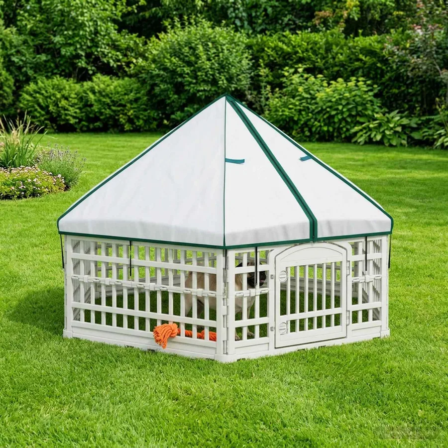 Parc de Jeu pour Chiens à 6 Panneaux 177,5 x 154,5 x 112 cm - 4