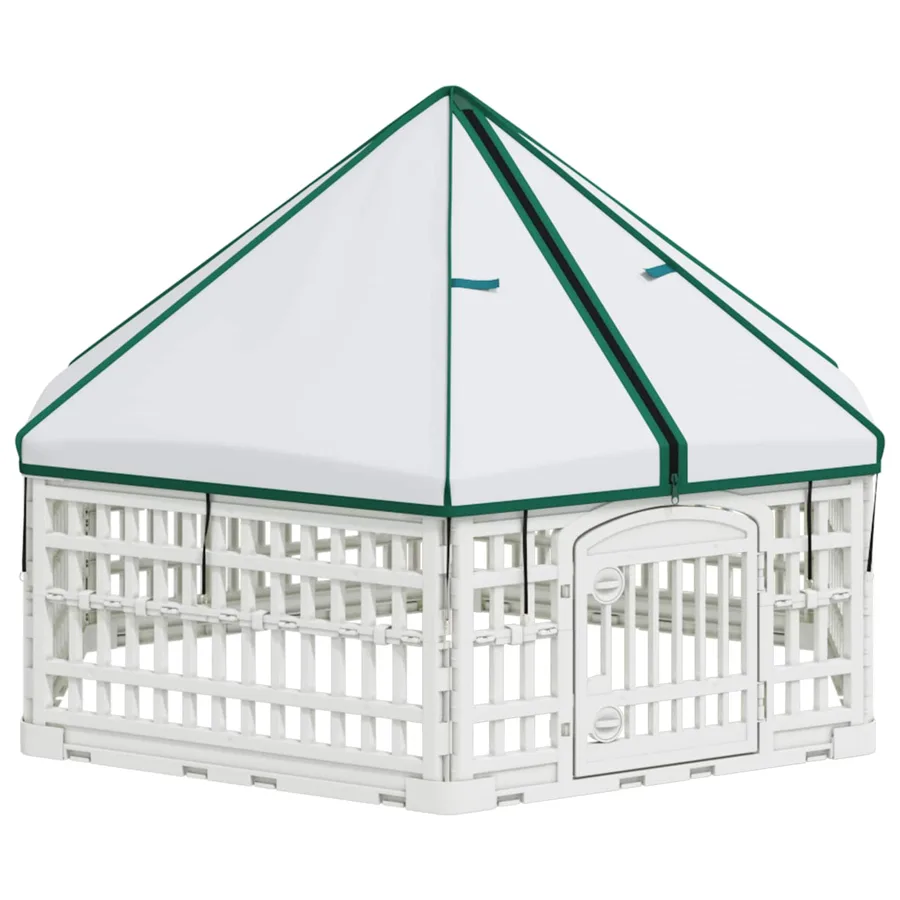 Parc de Jeu pour Chiens à 6 Panneaux 122 x 106,5 x 82 cm Blanc - 2