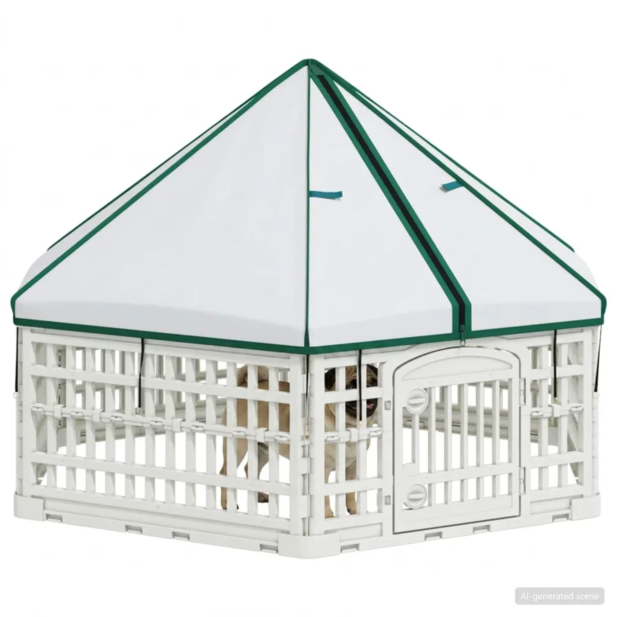 Parc de Jeu pour Chiens à 6 Panneaux 122 x 106,5 x 82 cm Blanc - 3