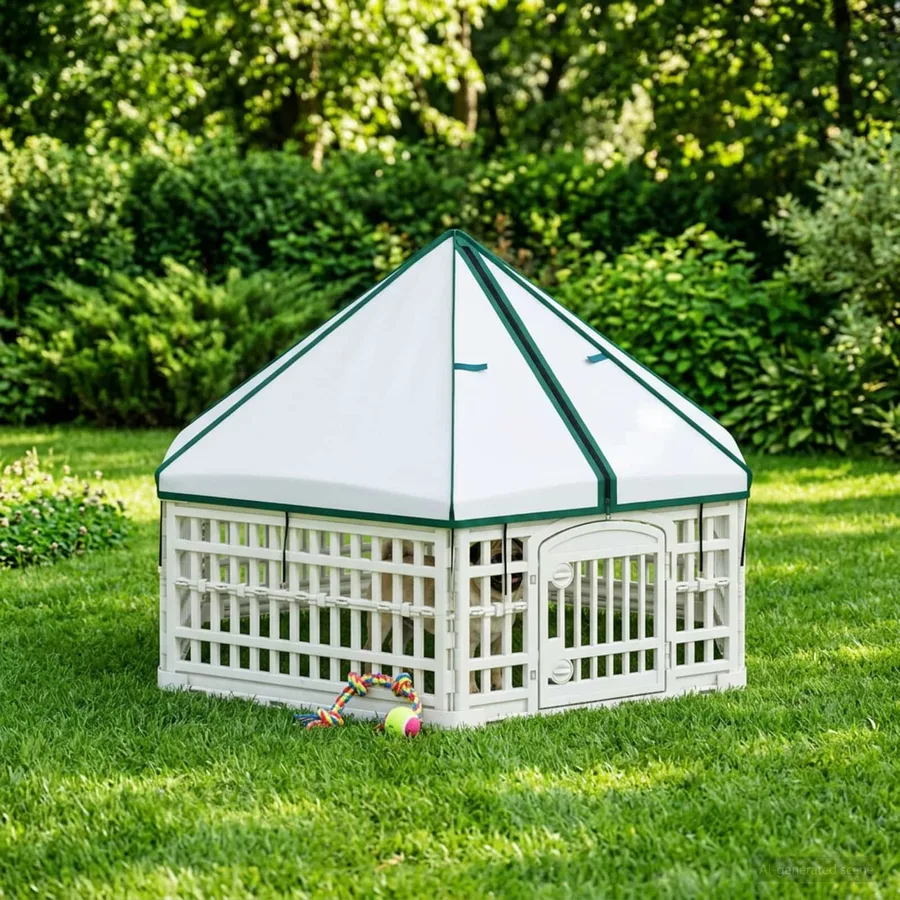 Parc de Jeu pour Chiens à 6 Panneaux 122 x 106,5 x 82 cm Blanc - 4