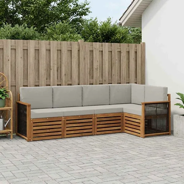 Ensemble de canapé d'angle 4 pcs Naturel et gris clair