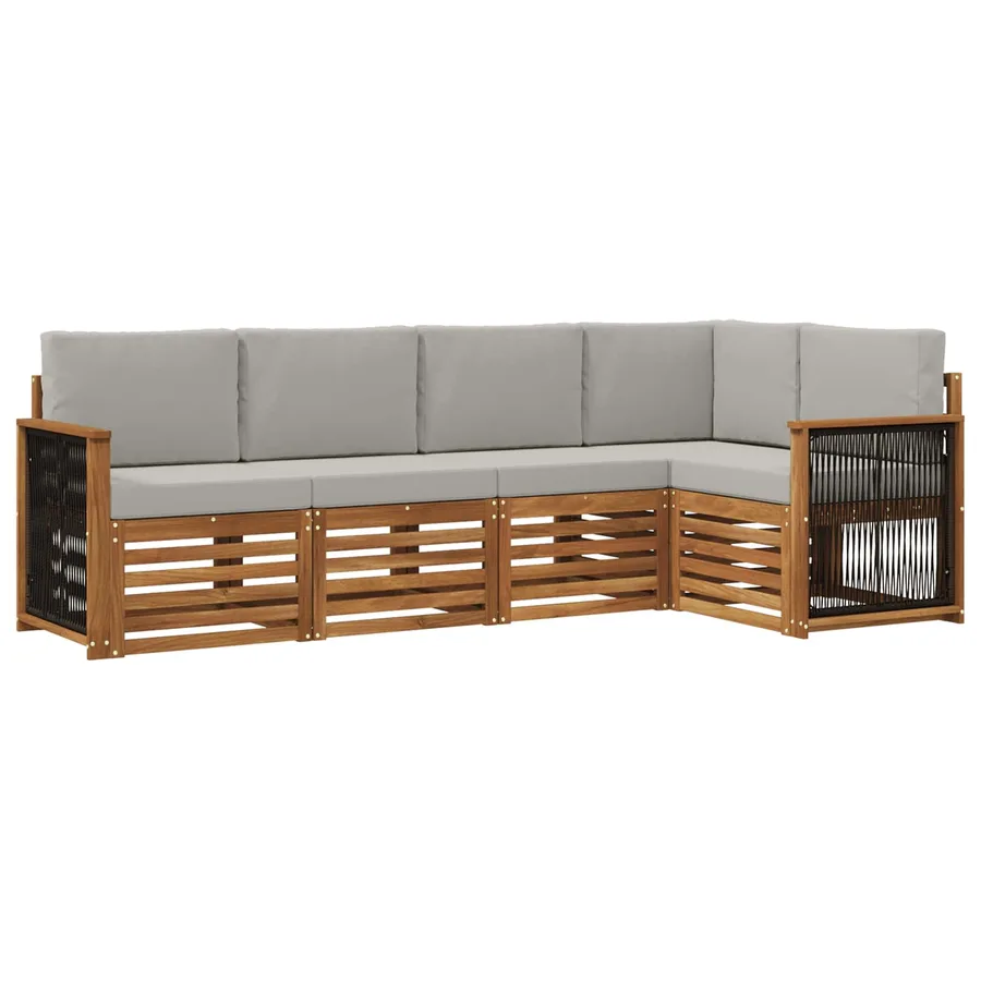 Ensemble de canapé d'angle 4 pcs Naturel et gris clair - 2