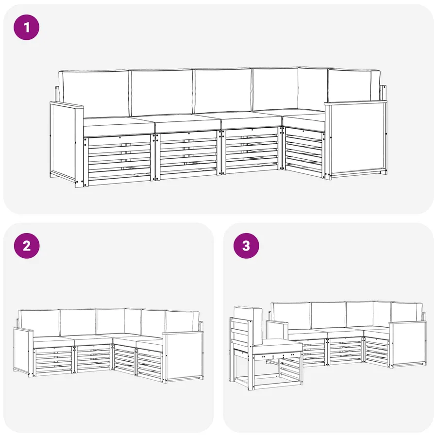Ensemble de canapé d'angle 4 pcs Naturel et gris clair - 7