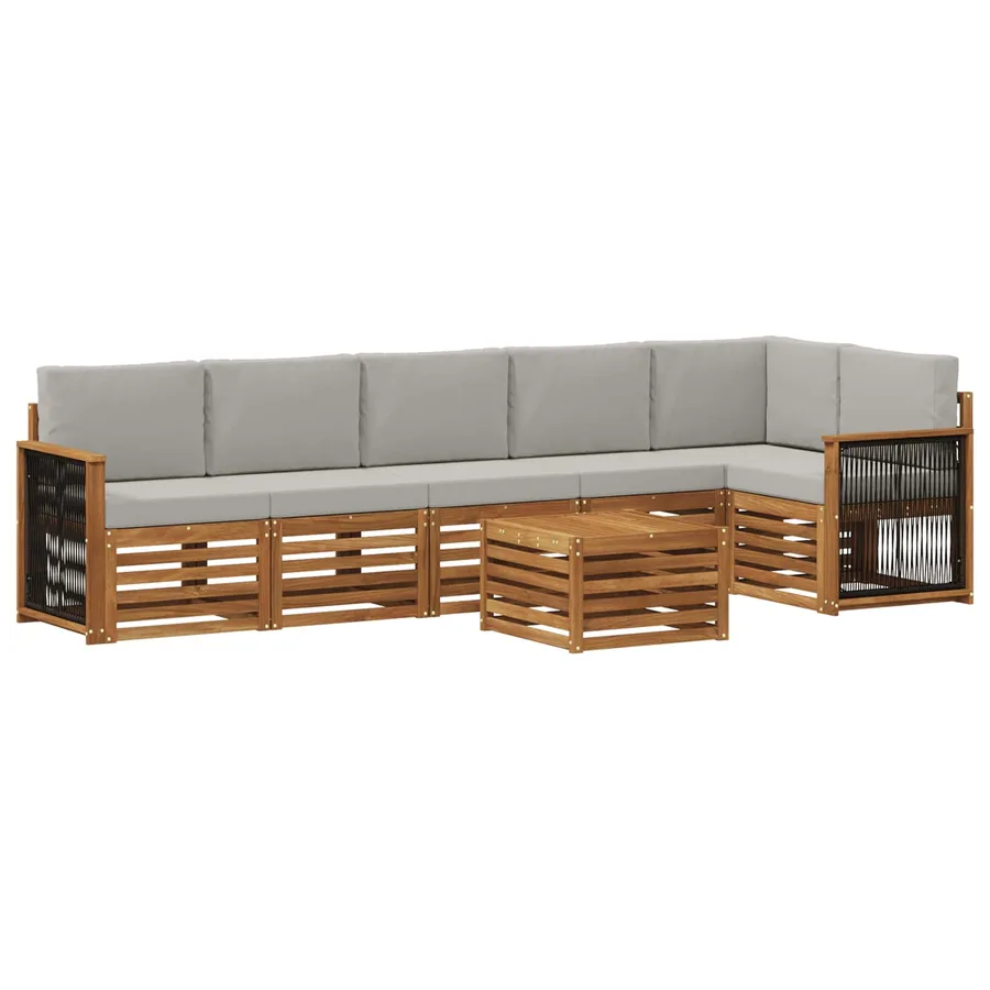 Ensemble de canapé d'angle 6 pcs Naturel et gris clair - 2