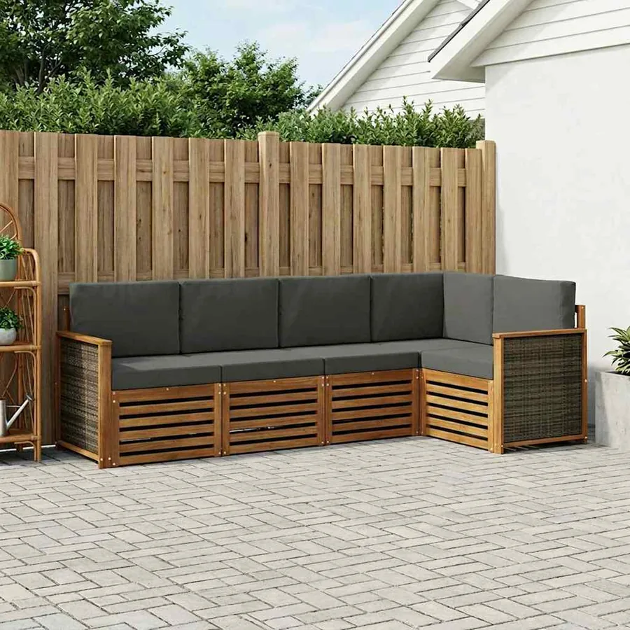 Ensemble de canapé d'angle 6 pcs Naturel et Anthracite