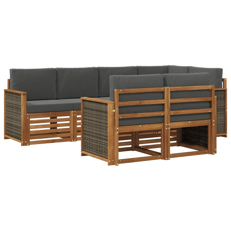 Ensemble de canapé d'angle 6 pcs Naturel et Anthracite - 2