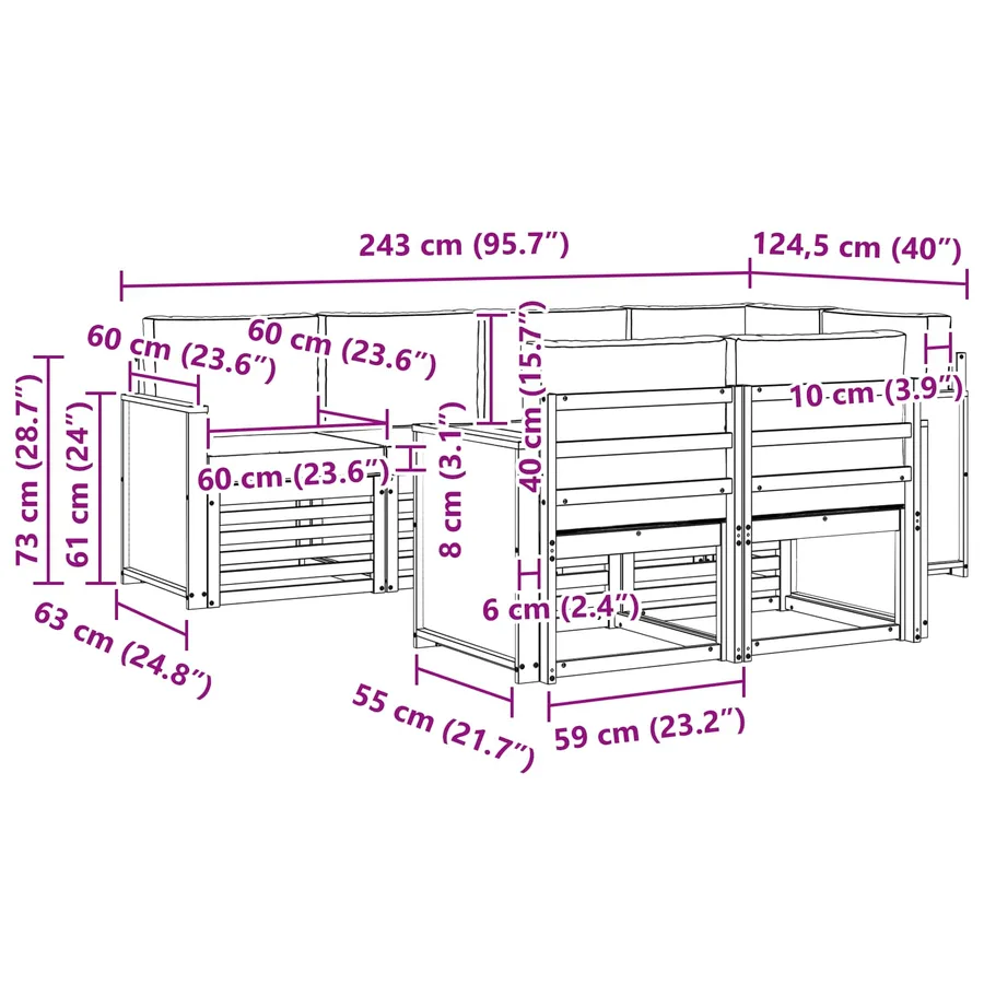 Ensemble de canapé d'angle 6 pcs Naturel et Anthracite - 7
