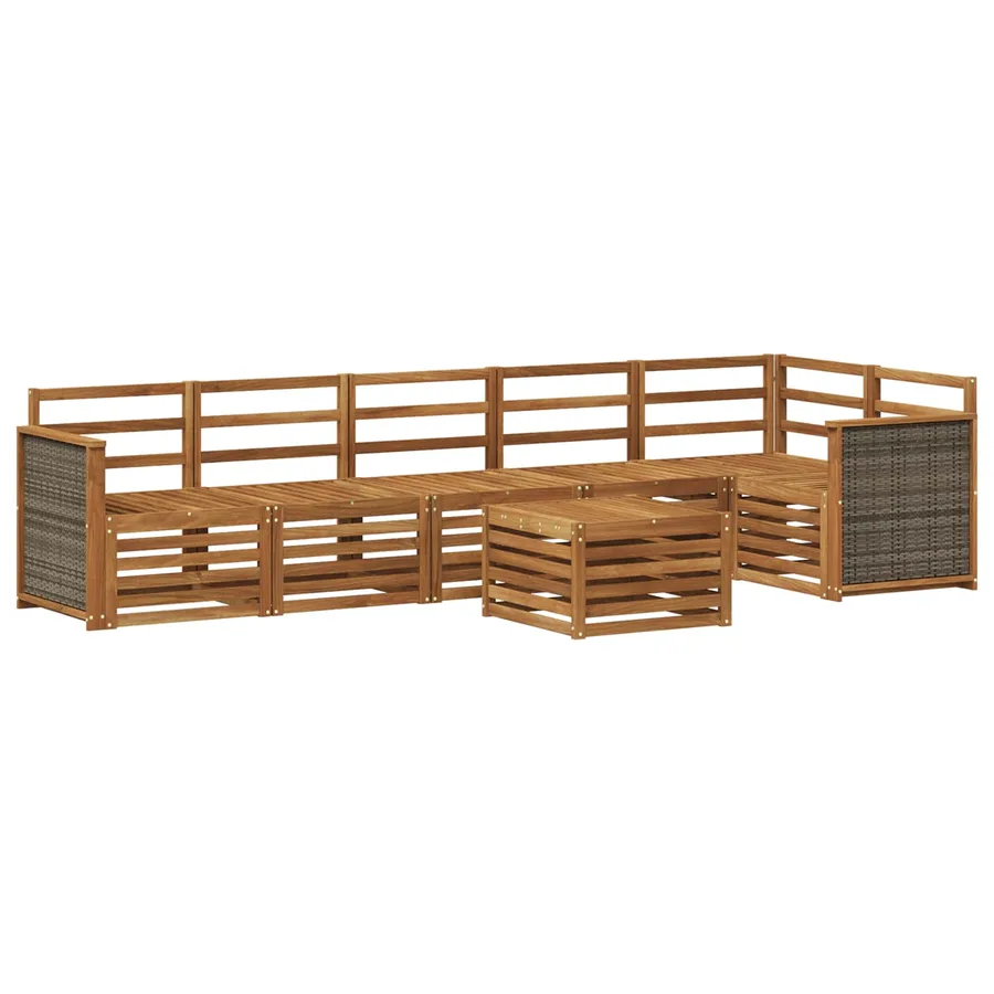 Ensemble de canapé d'angle 6 pcs Naturel Bois d'Acacia Massif - 2