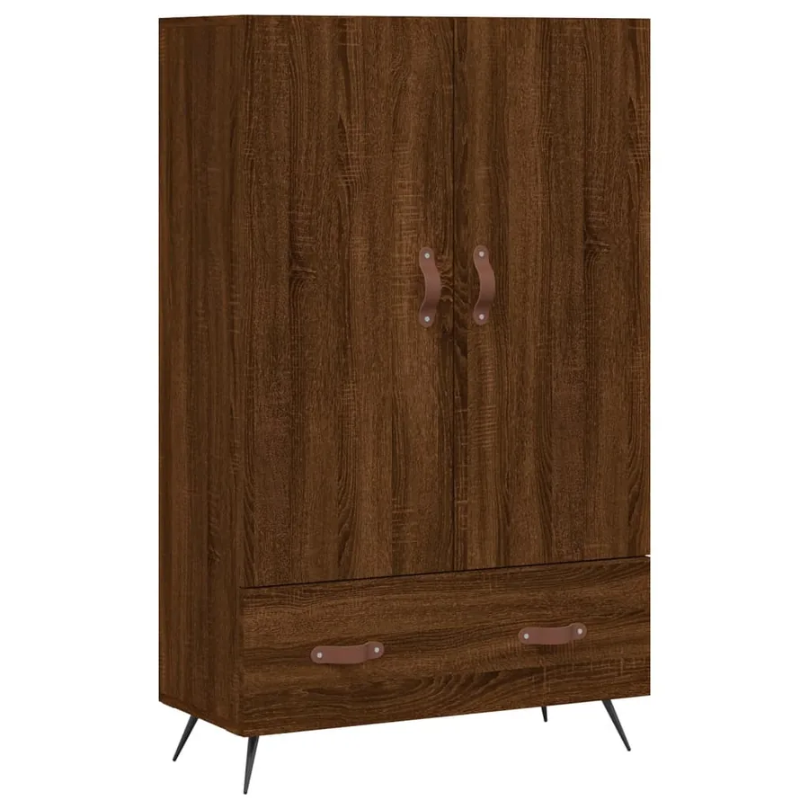 Buffet haut chêne marron 69,5x31x115 cm bois d'ingénierie - 2