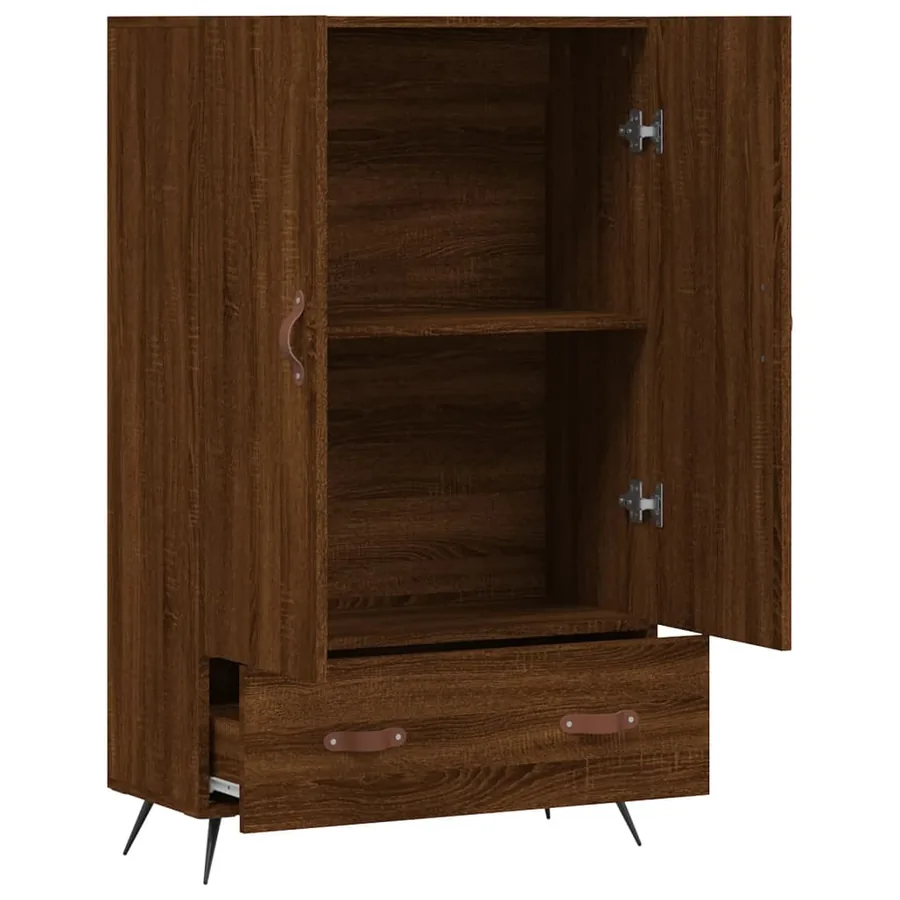 Buffet haut chêne marron 69,5x31x115 cm bois d'ingénierie - 5