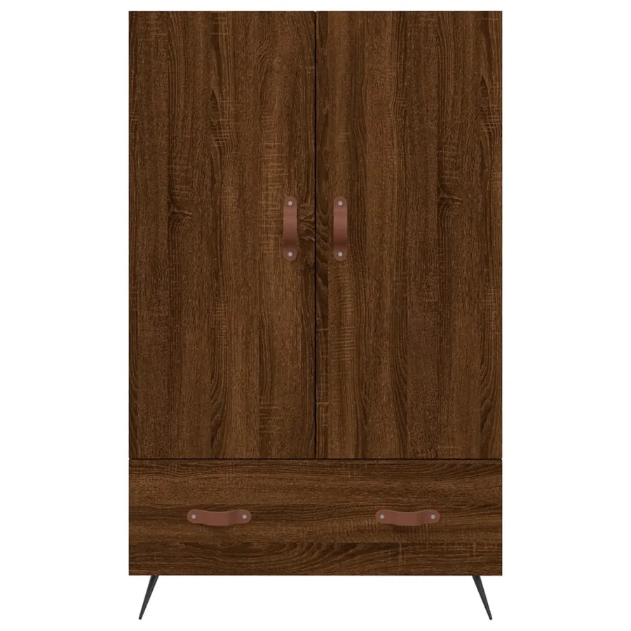 Buffet haut chêne marron 69,5x31x115 cm bois d'ingénierie - 6