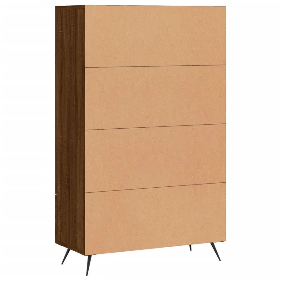 Buffet haut chêne marron 69,5x31x115 cm bois d'ingénierie - 8