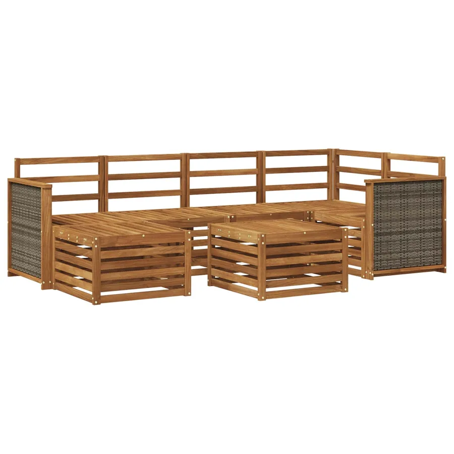 Ensemble de canapé d'angle 6 pcs Naturel Bois d'Acacia Massif - 2