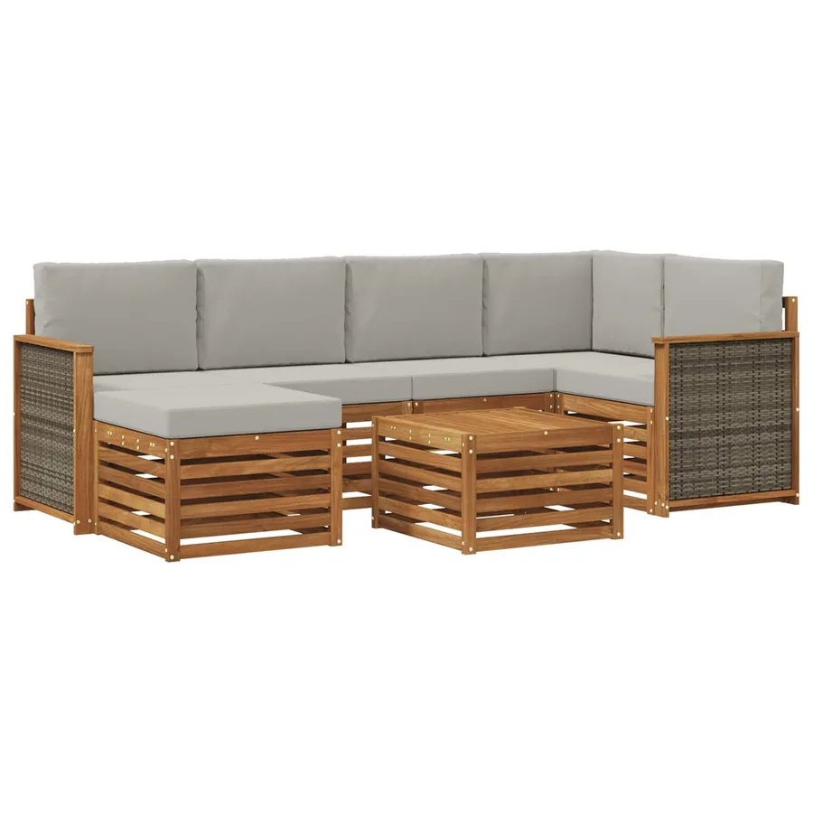 Ensemble de canapé d'angle 6 pcs Naturel et gris clair - 2