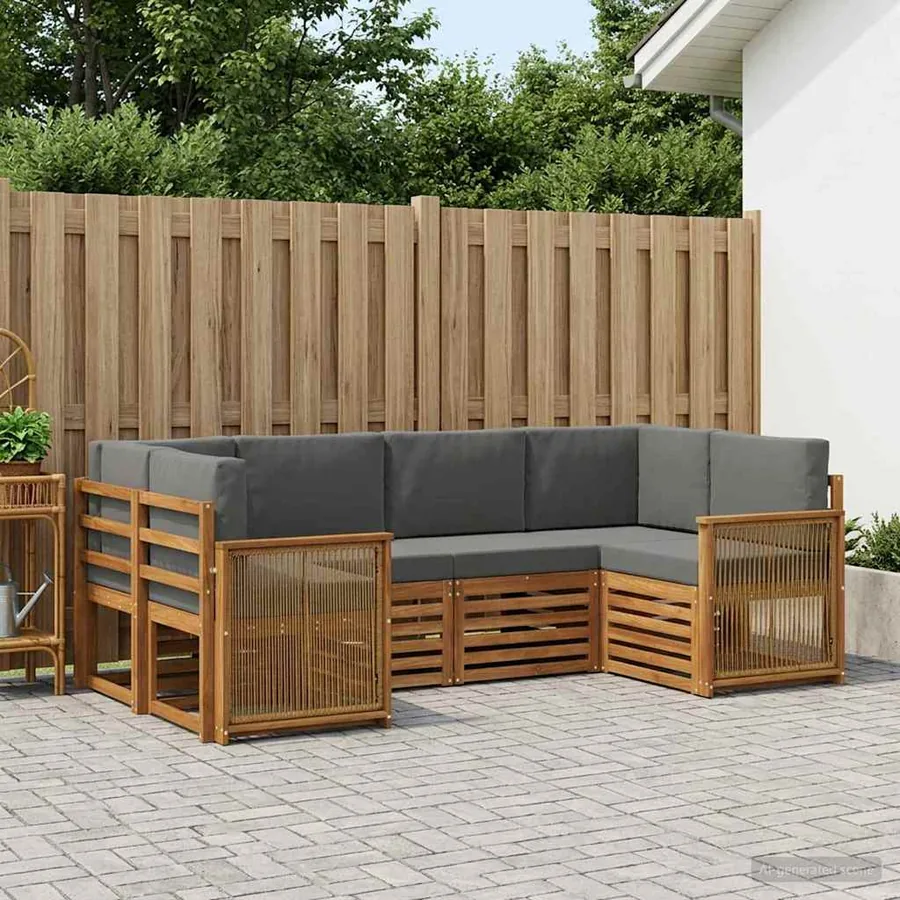 Ensemble de canapé d'angle 5 pcs Naturel et Anthracite