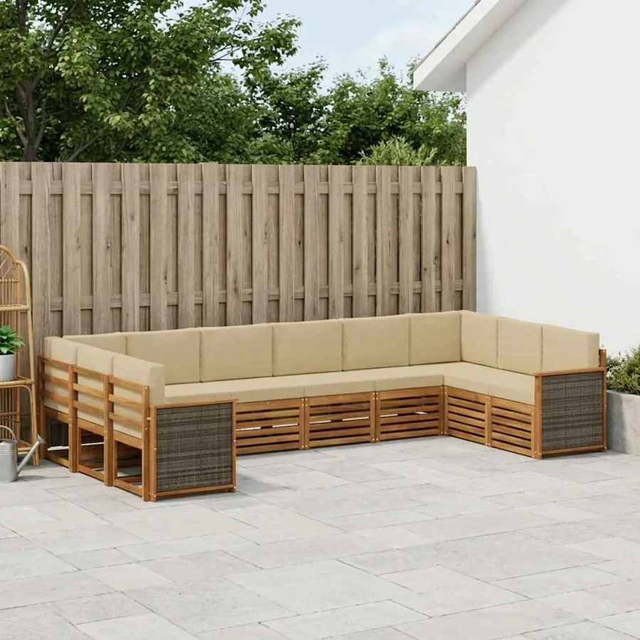Ensemble de canapé d'angle avec coussin 7 pcs Naturel