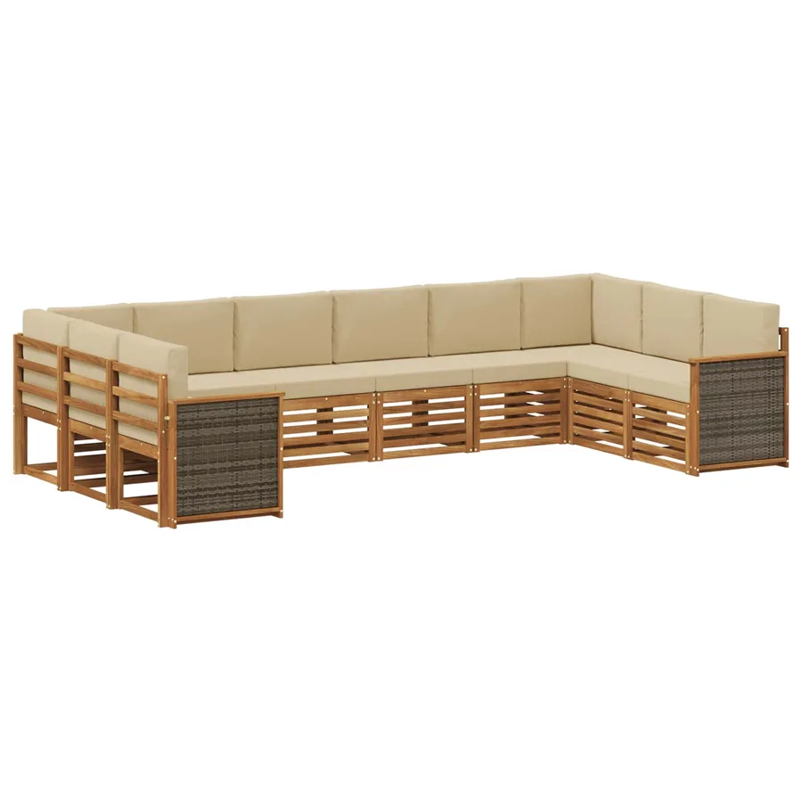 Ensemble de canapé d'angle avec coussin 7 pcs Naturel - 2