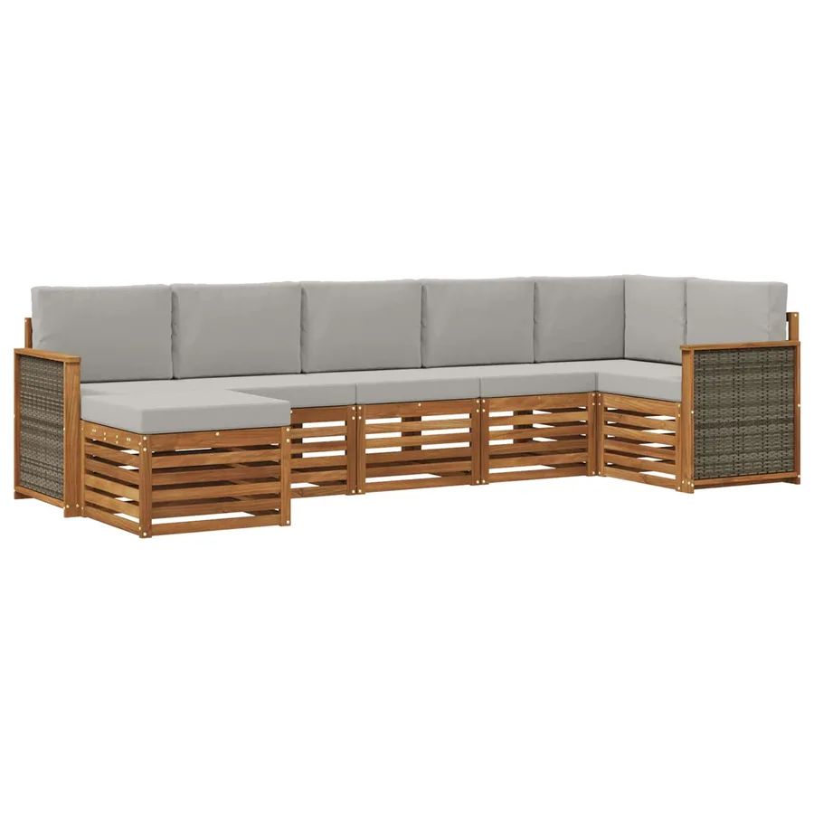 Ensemble de canapé d'angle 6 pcs Naturel et gris clair - 2