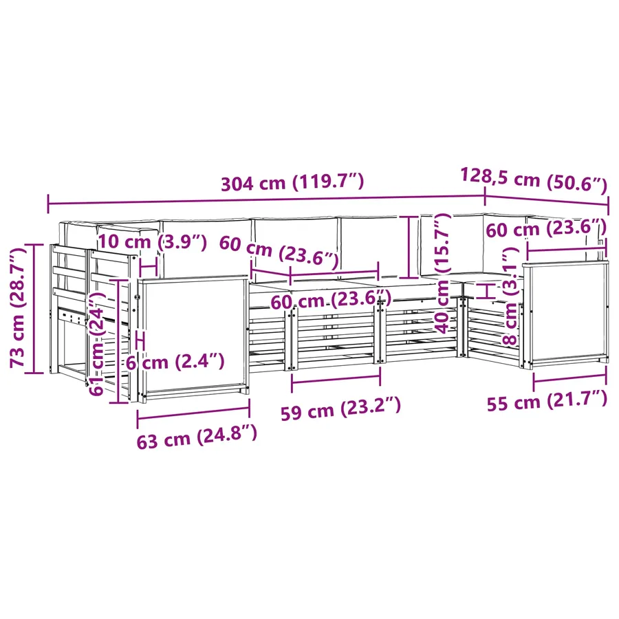 Ensemble de canapé d'angle avec coussin 6 pcs Naturel - 7
