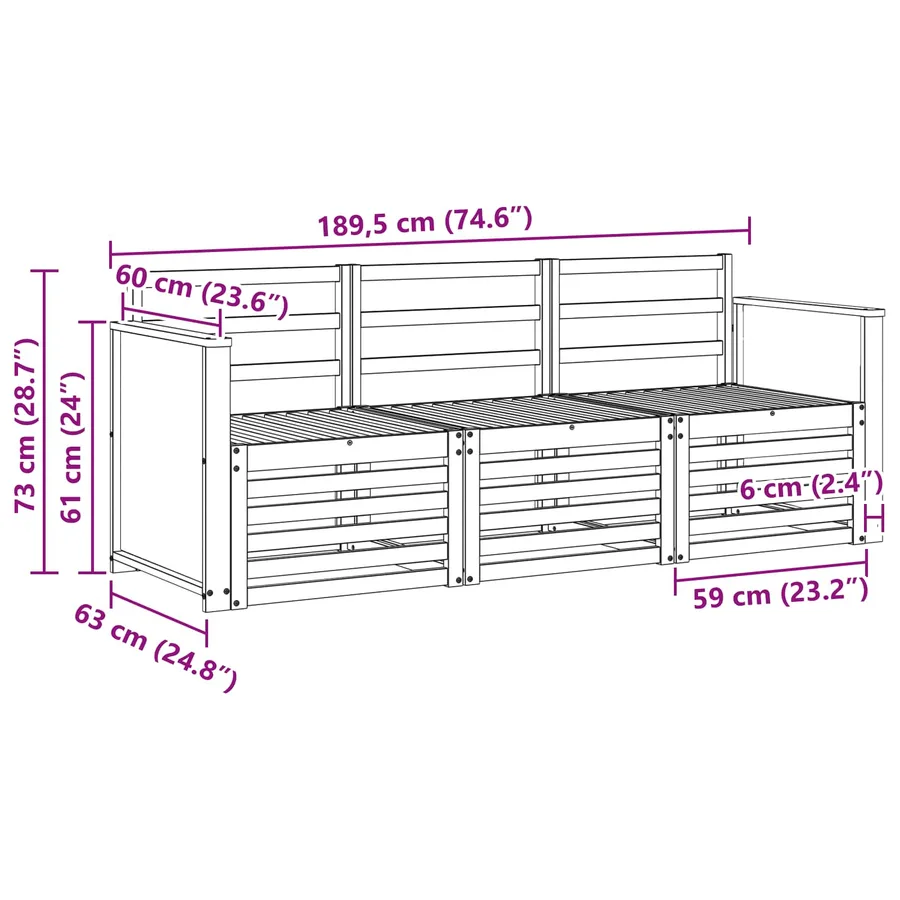 Ensembles de canapés 3 pcs Bois d'Acacia Massif - 5
