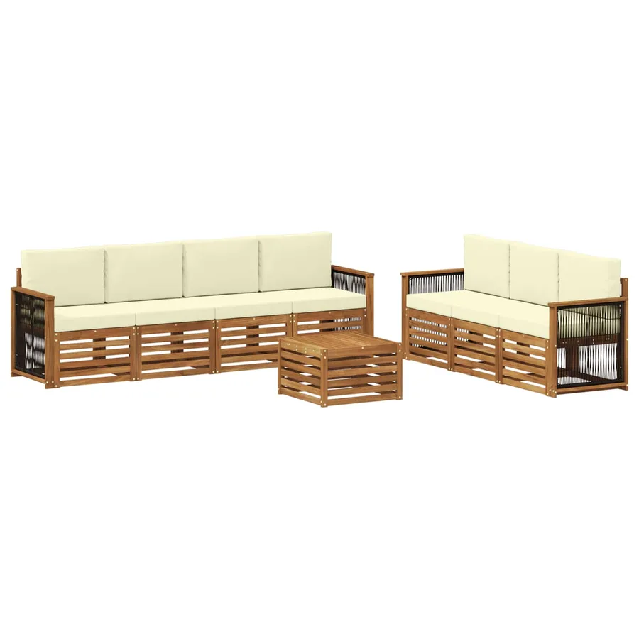 Ensembles de canapés avec coussin 8 pcs Bois d'Acacia Massif - 2