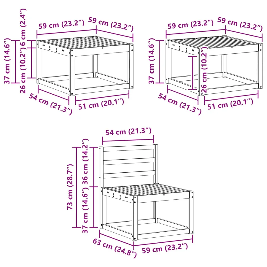 Ensemble de canapés d'extérieur 6 pcs Naturel - 8