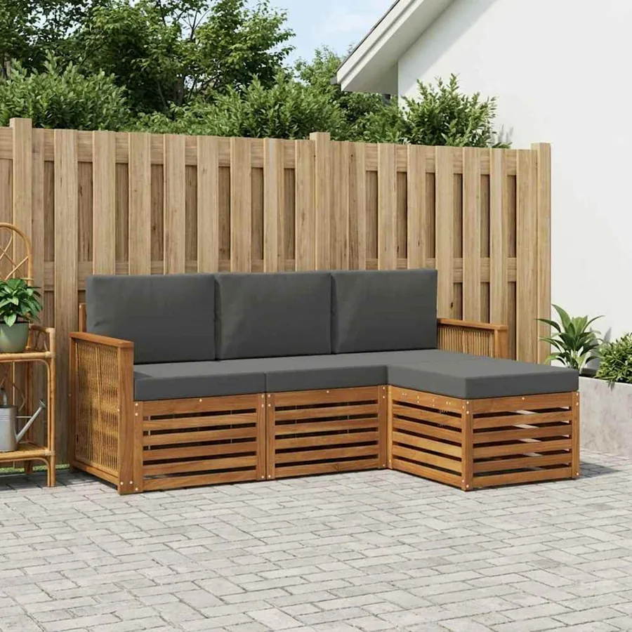 Ensemble de canapés d'extérieur 4 pcs Naturel et Anthracite