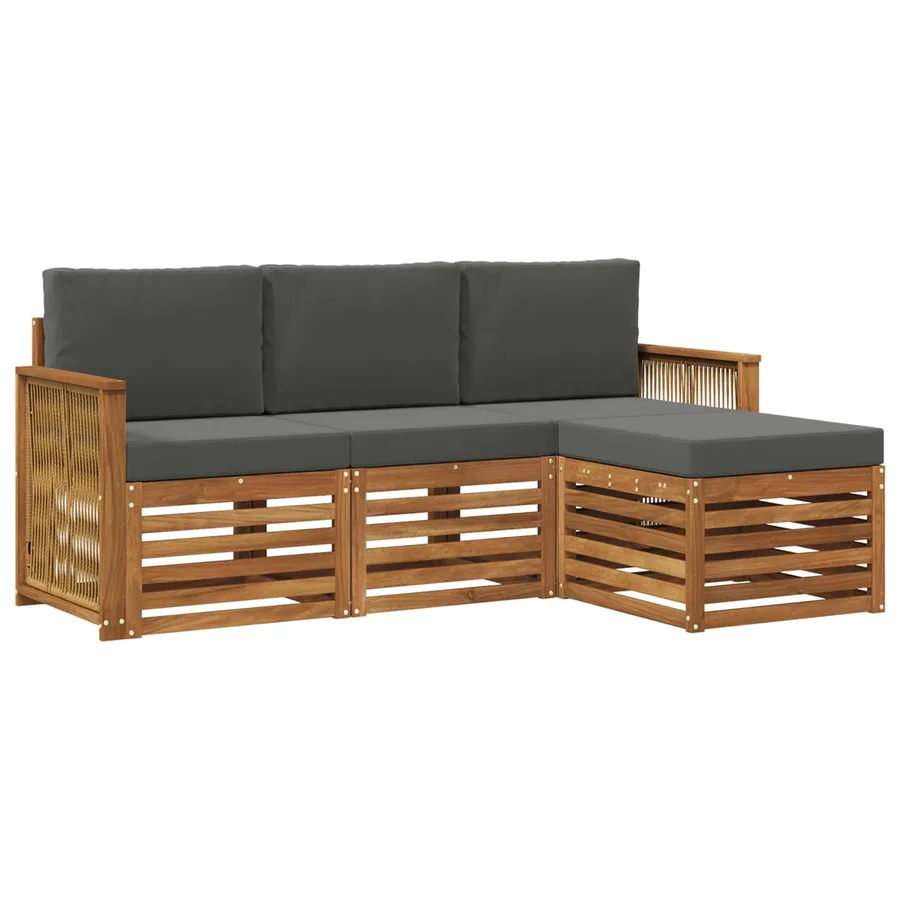 Ensemble de canapés d'extérieur 4 pcs Naturel et Anthracite - 2