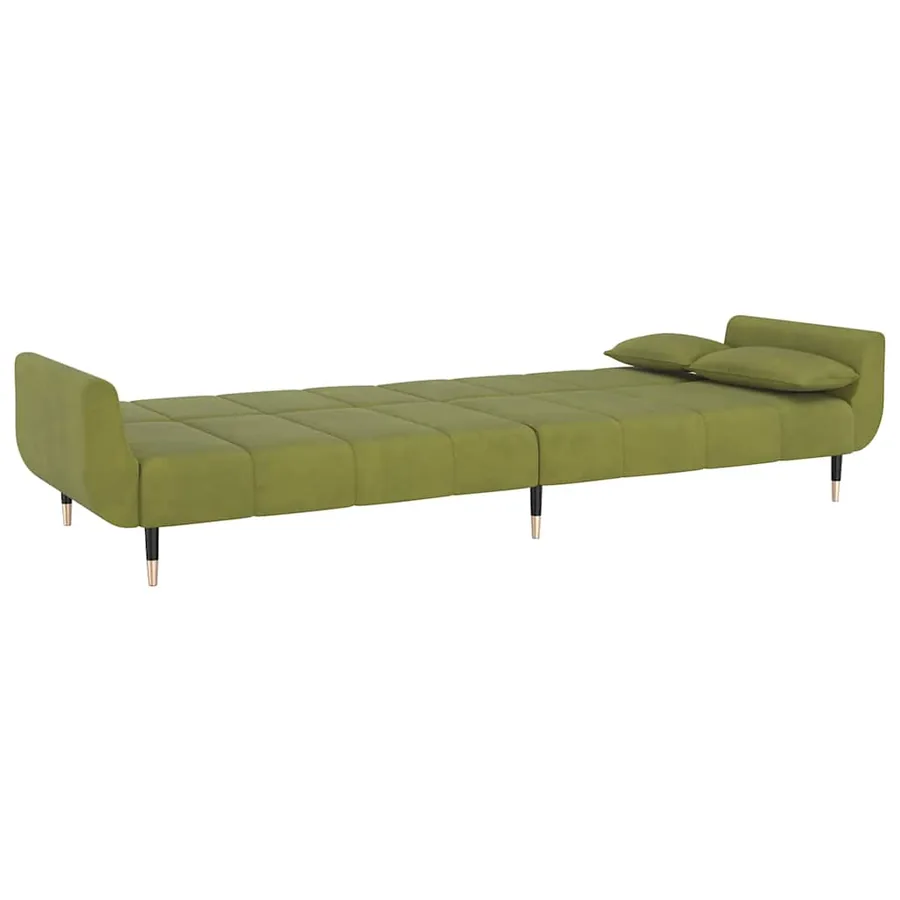 Canapé-lit à 2 places avec deux oreillers Vert clair Velours - 7