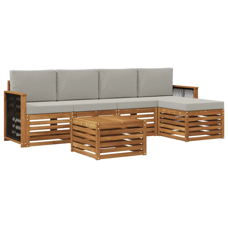 Ensemble de canapés d'extérieur 6 pcs Naturel et gris clair - 2