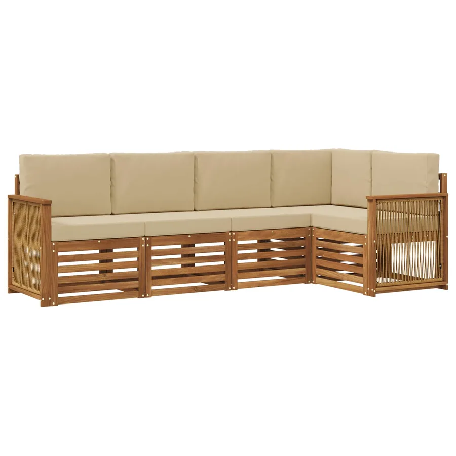 Ensemble de canapé d'angle avec coussin 4 pcs Naturel - 2