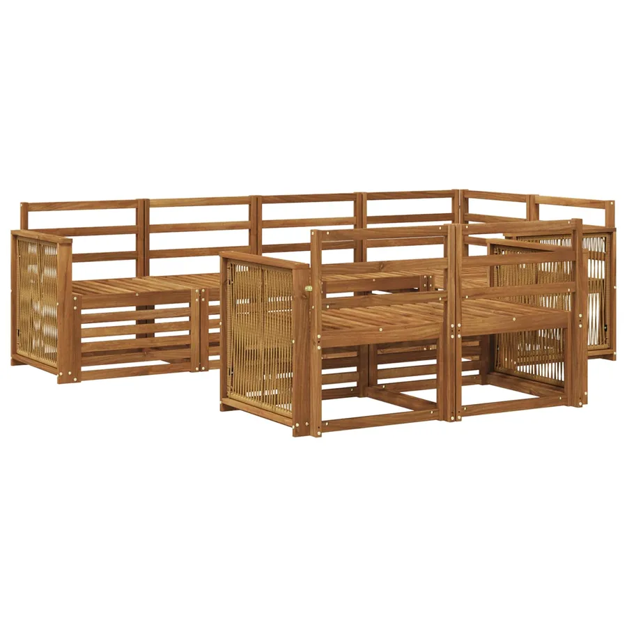 Ensemble de canapé d'angle 6 pcs Naturel Bois d'Acacia Massif - 2