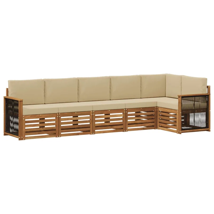 Ensemble de canapé d'angle avec coussin 5 pcs Naturel - 2