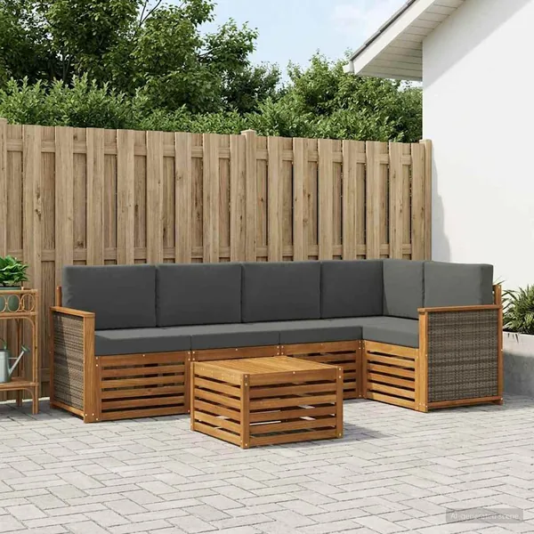 Ensemble de canapé d'angle 5 pcs Naturel et Anthracite