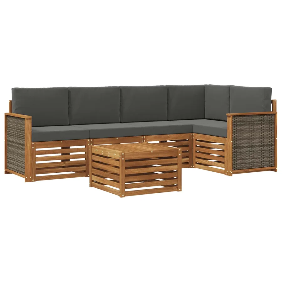 Ensemble de canapé d'angle 5 pcs Naturel et Anthracite - 2