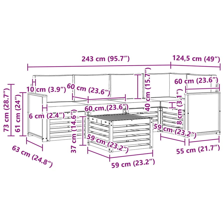Ensemble de canapé d'angle 5 pcs Naturel et Anthracite - 8