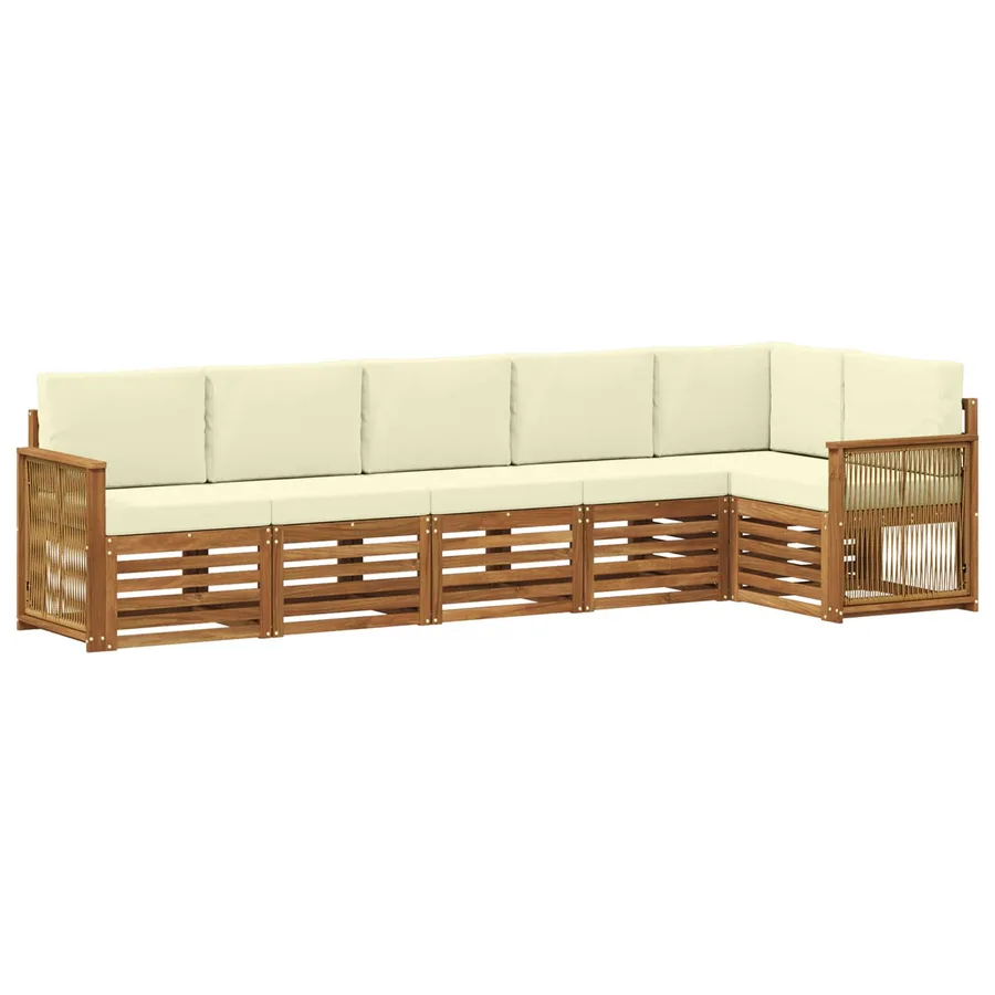 Ensemble de canapé d'angle avec coussin 5 pcs Naturel et Crème - 2