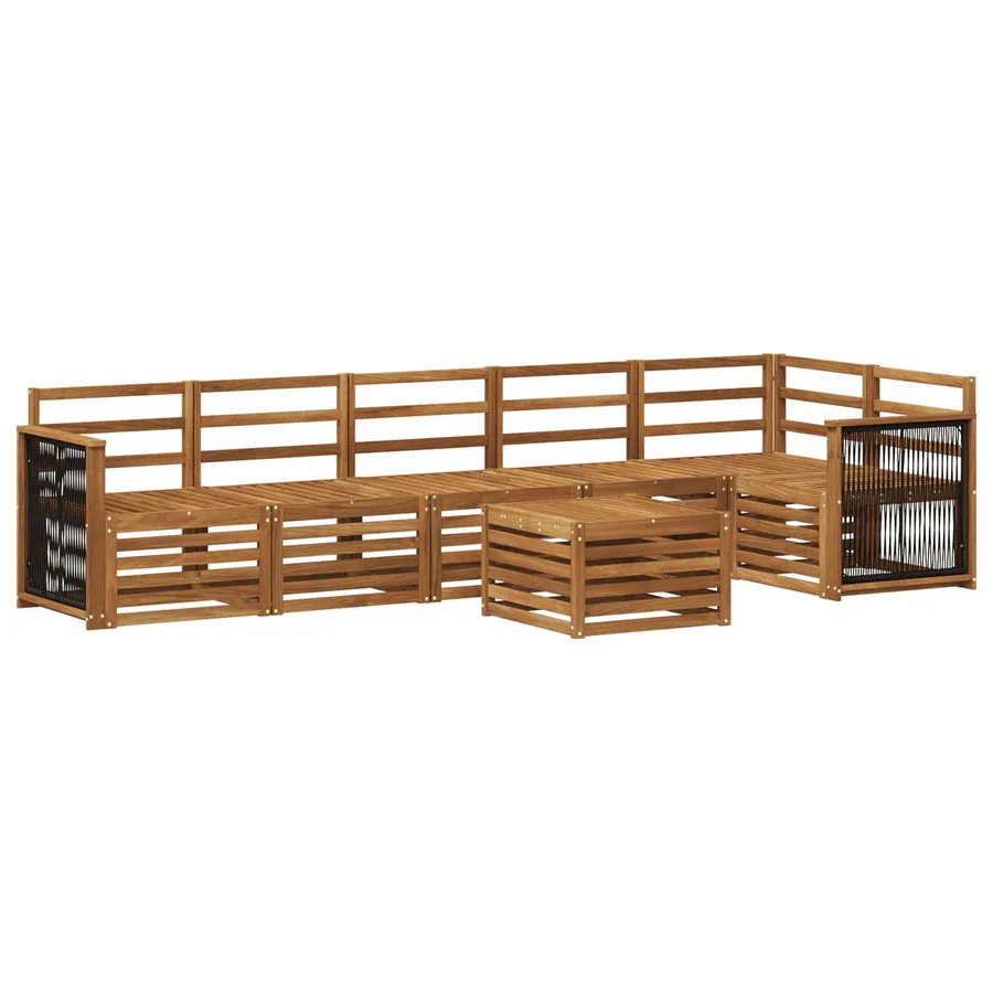 Ensemble de canapé d'angle 6 pcs Naturel Bois d'Acacia Massif - 2
