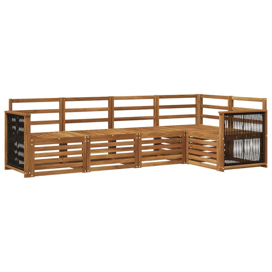 Ensemble de canapé d'angle 4 pcs Naturel Bois d'Acacia Massif - 2